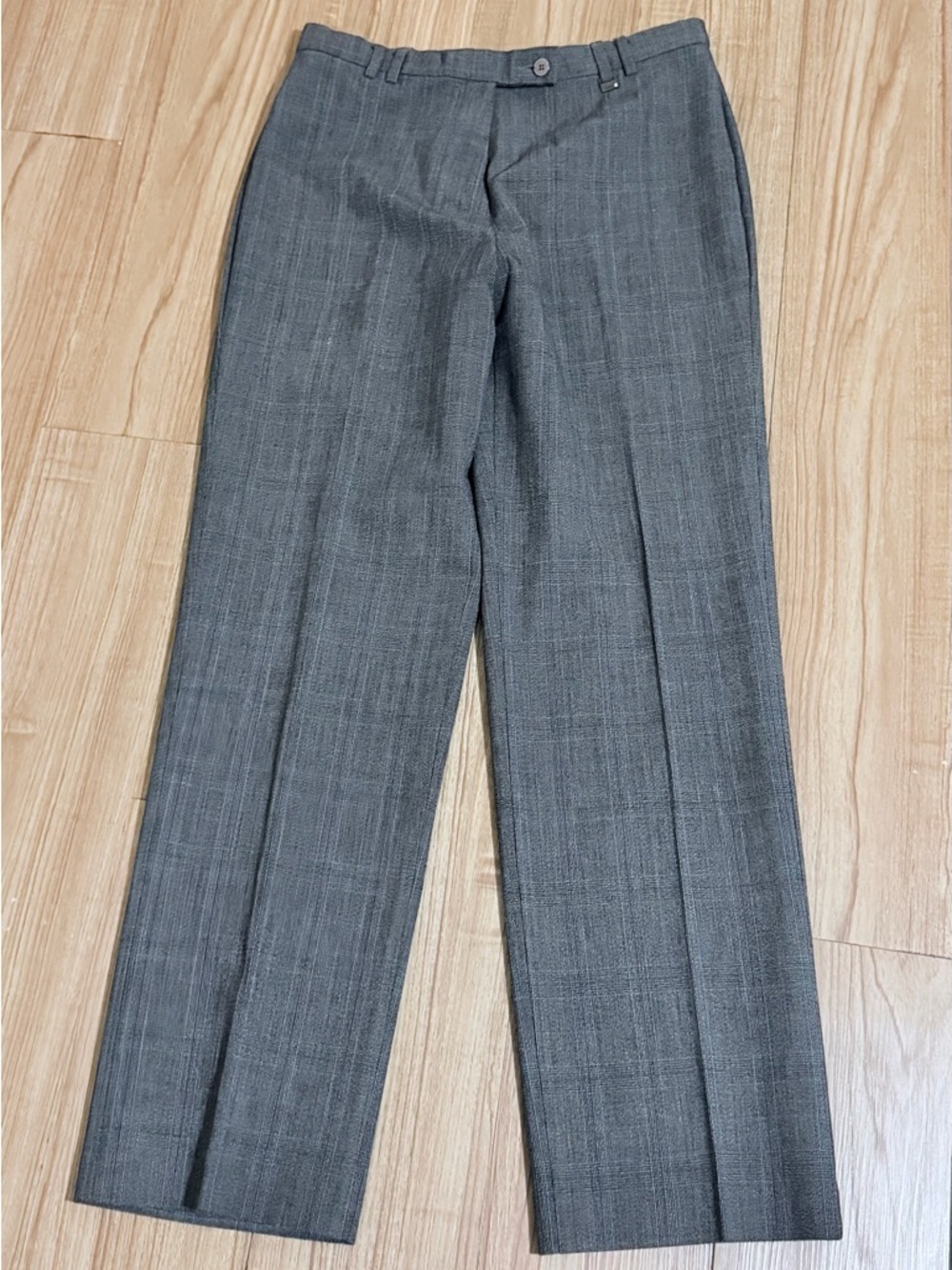TanJay Gray Plaid Trousers with Blue Windowpane - Picture 2 of 7